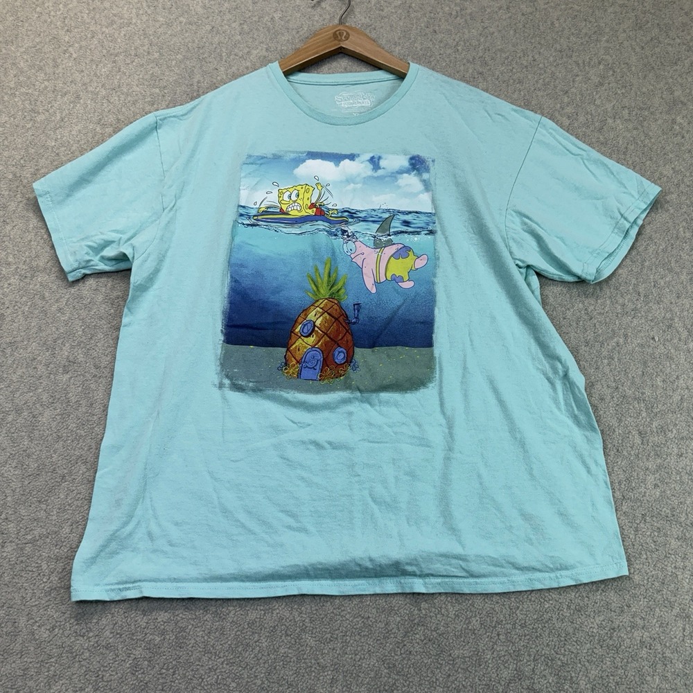 SpongeBob SquarePants Mens XL T Shirt Blue Patrick Shark Graphic Nickelodeon